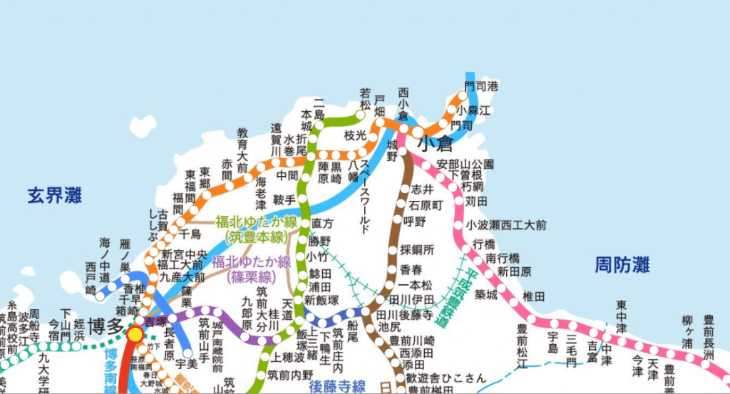 小倉駅周辺の路線図